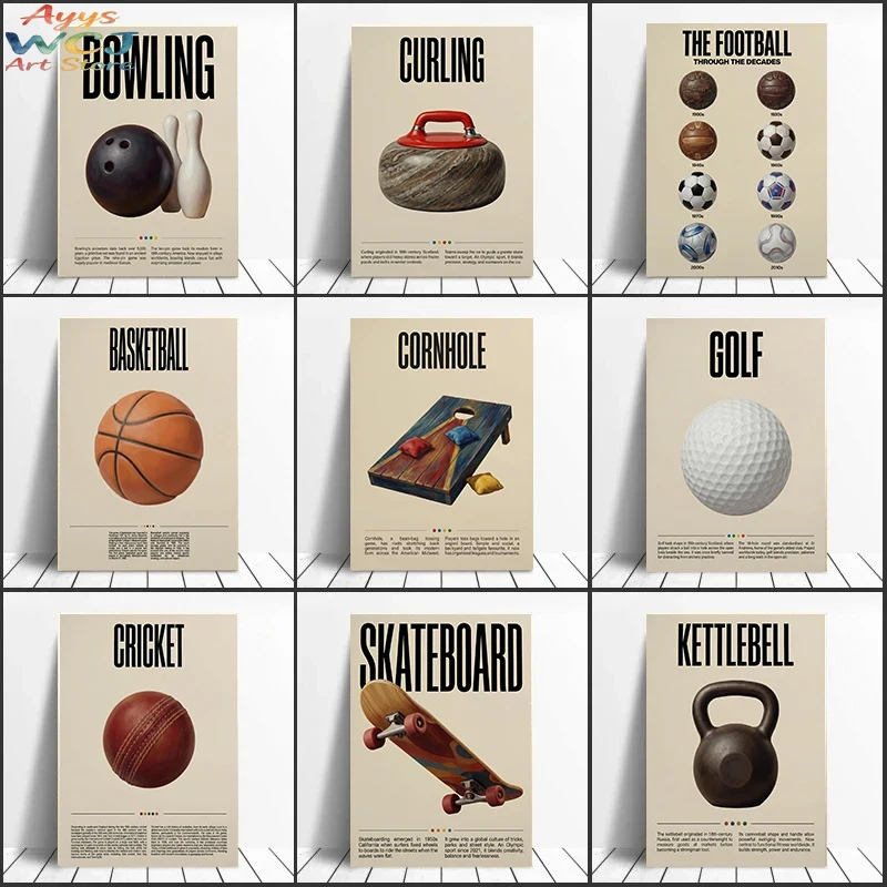 Sports Equipment Golf - Vintage Retro Educational Sports Equipment Canvas